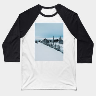 Remote Cabins in White Norwegian Winter Landscape Baseball T-Shirt